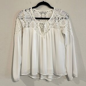 Abercrombie & Fitch Women Tunic Top XS White Floral Lace Contemporary Balletcore